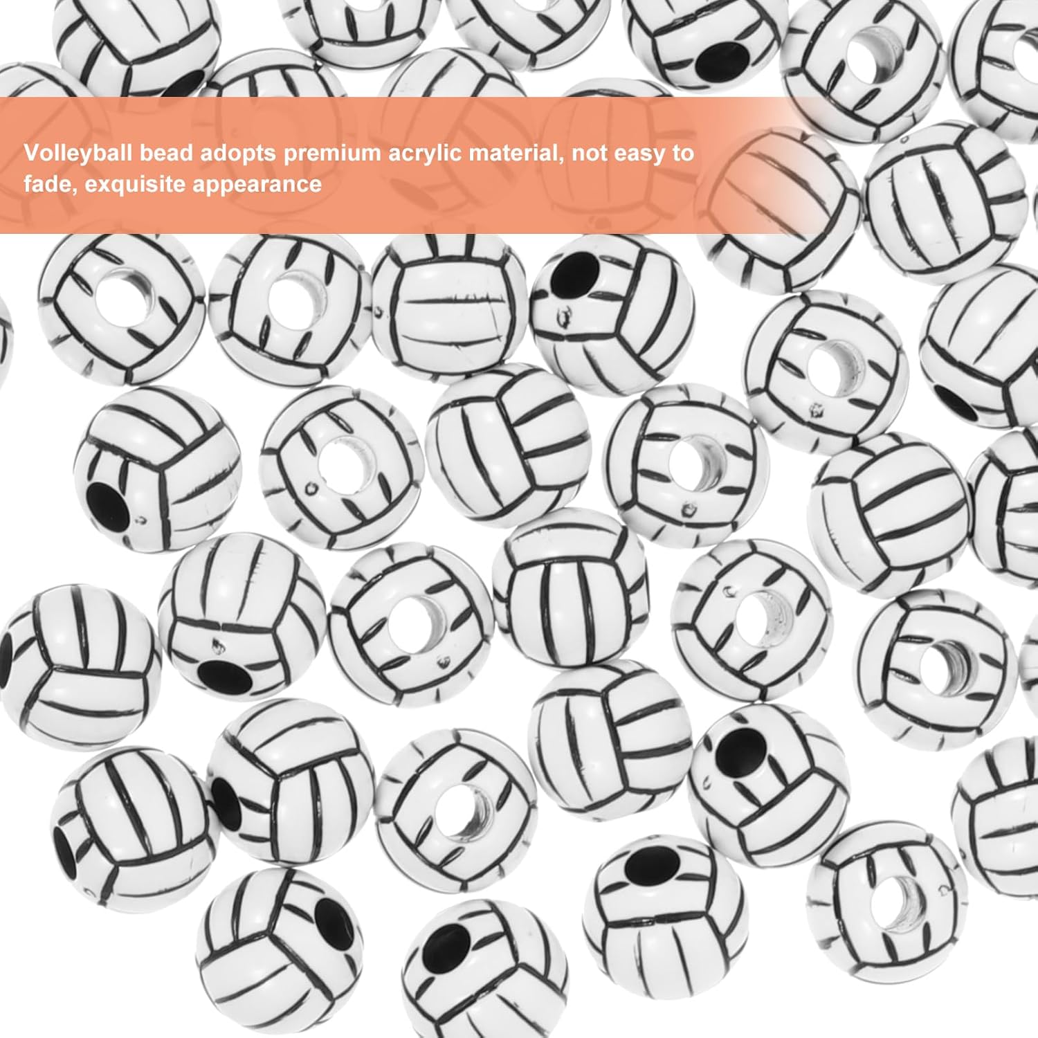 Silicone Beads 15mm 100 Pieces Acrylic Volleyball Bead Big Hole Volleyball Round Loose Spacer for DIY Necklace Bracelet Pendant Making Heart - Image 7