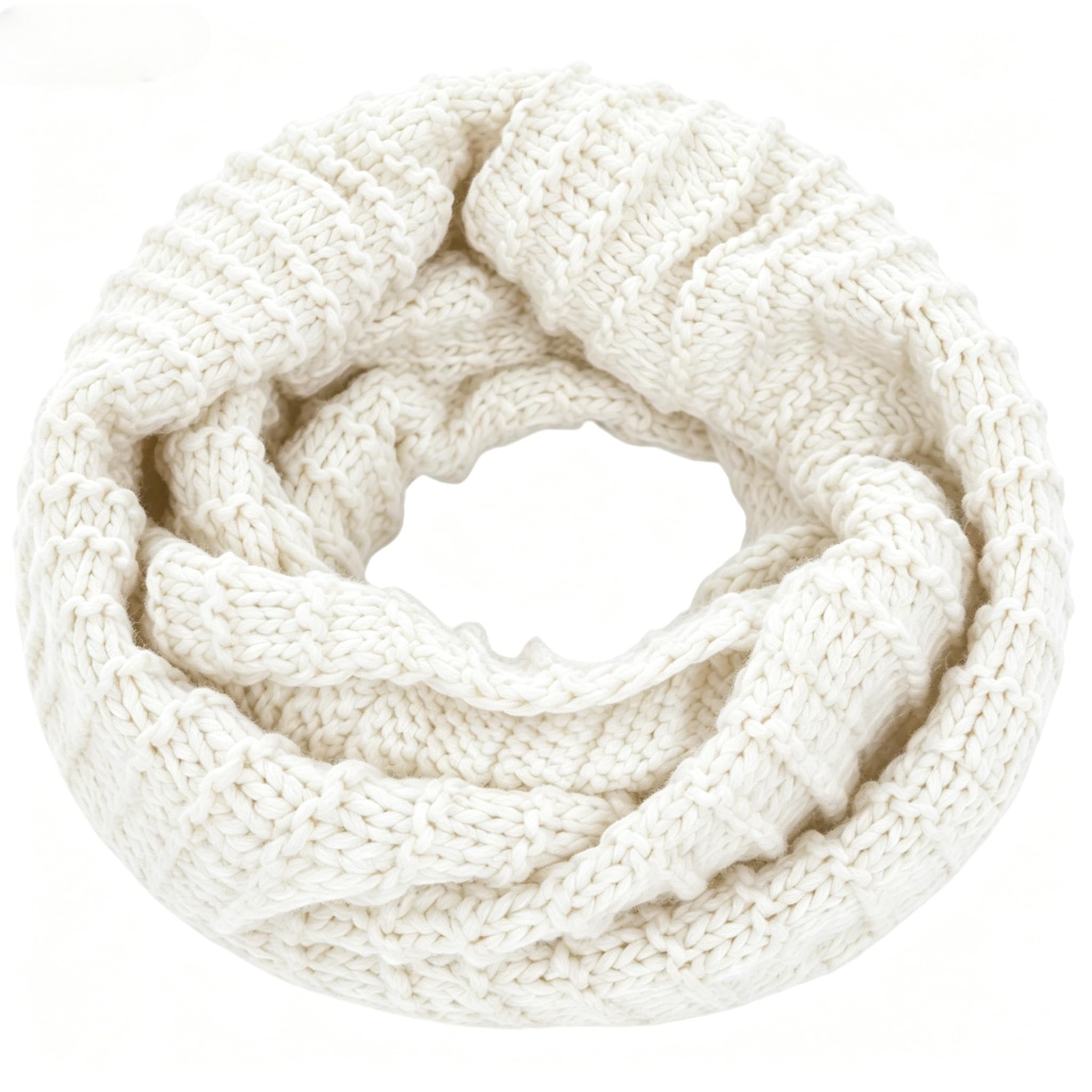 Lsyzhx Women's White Infinity Scarf For Snood Winter Knit Winter Pullover Scarf Neck (White)