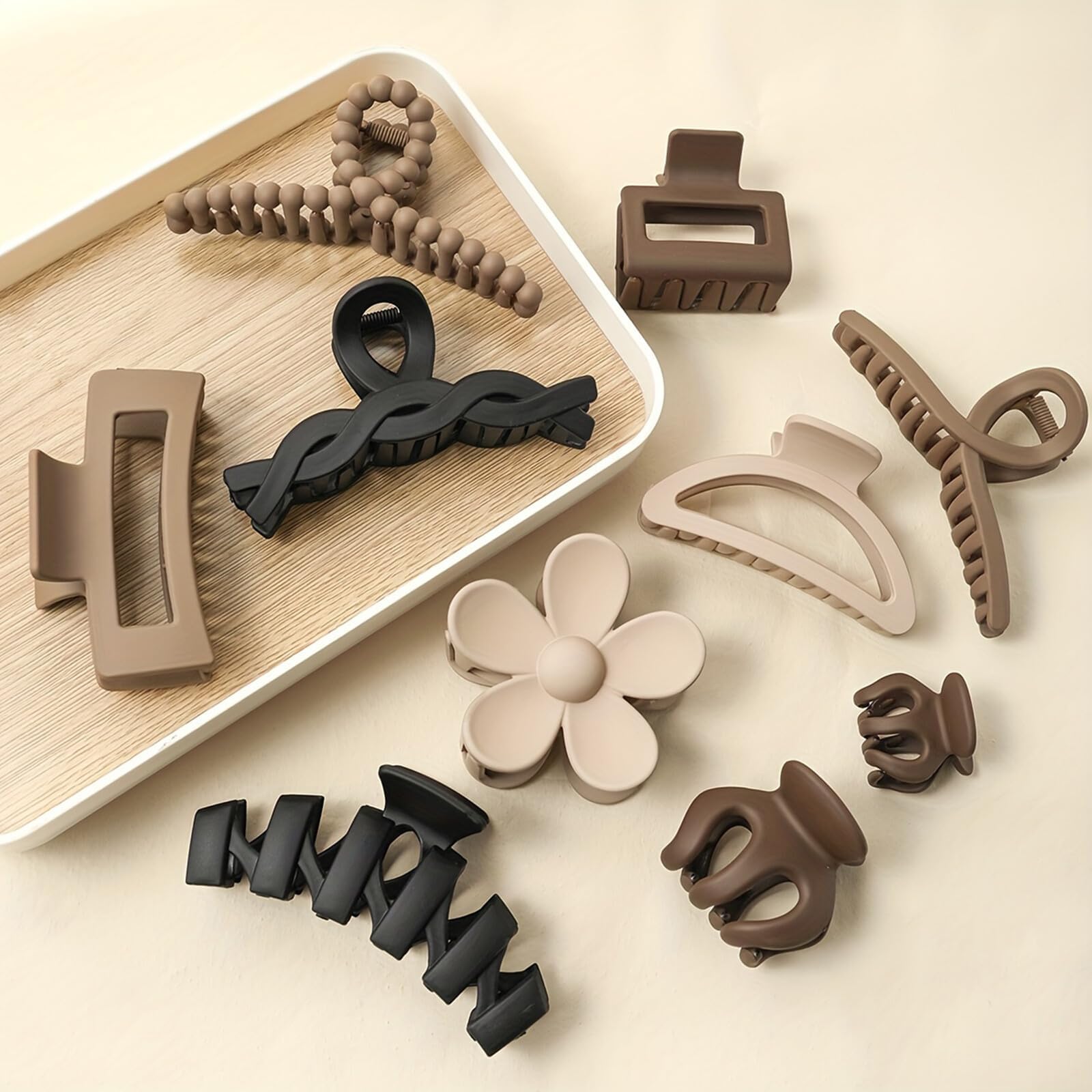 Master Pink 10 Pack Hair Claw Clips, Square Rectangle & Flower Claw Clip Sets, Matte Large Clips for Thick & Thin Hair, Strong Hold Jaw Clamps, Cute