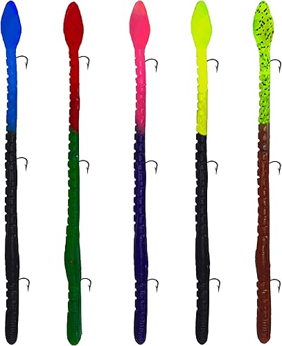 Delong - Señuelos KILR de 6 pulgadas pre-aparejados para bajo, lucio y cualquier cosa intermedia, señuelos para lubina, aparejos de cebo, 5 por