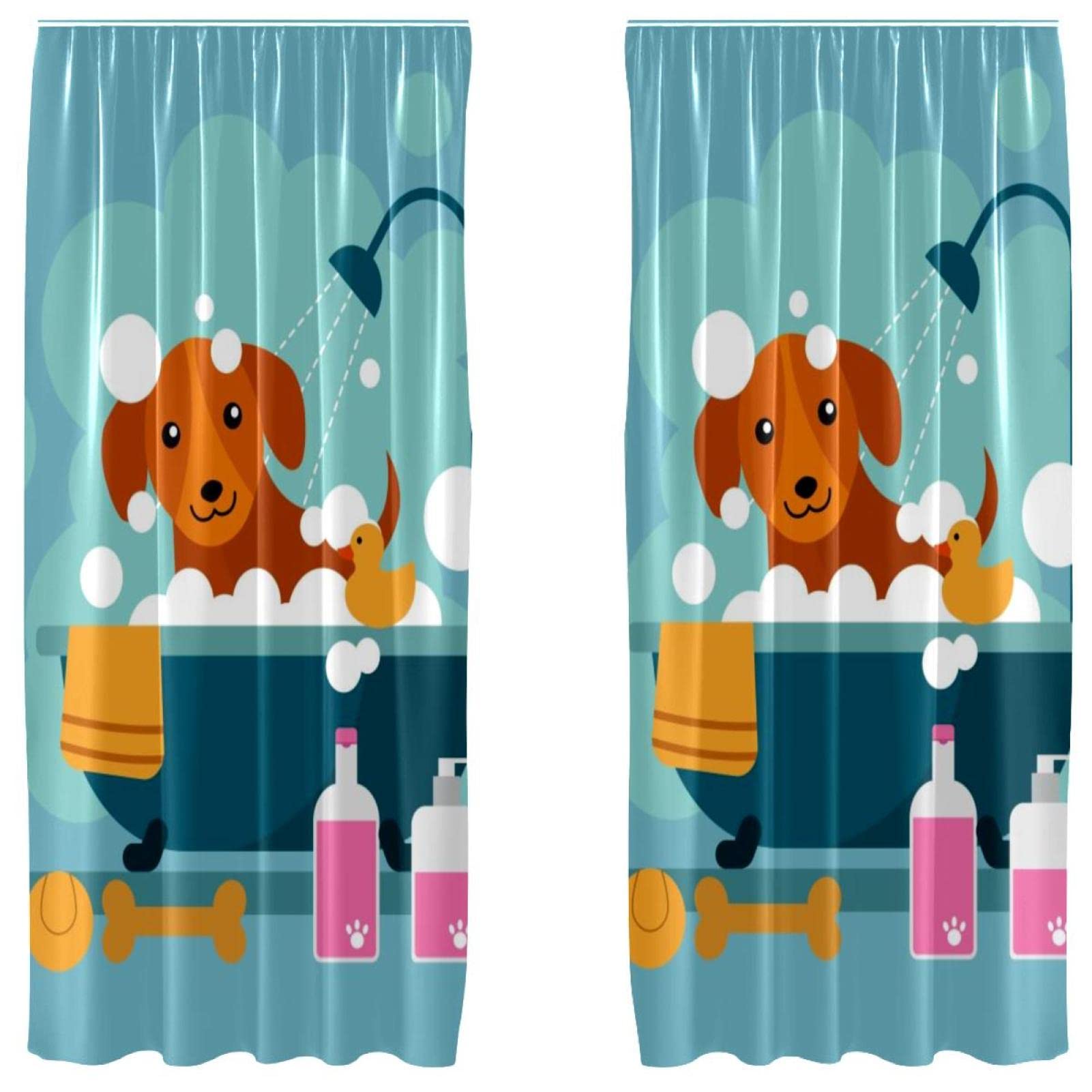 Rideaux de fenêtre chien bleu pour habiller une chambre et tamiser la lumière