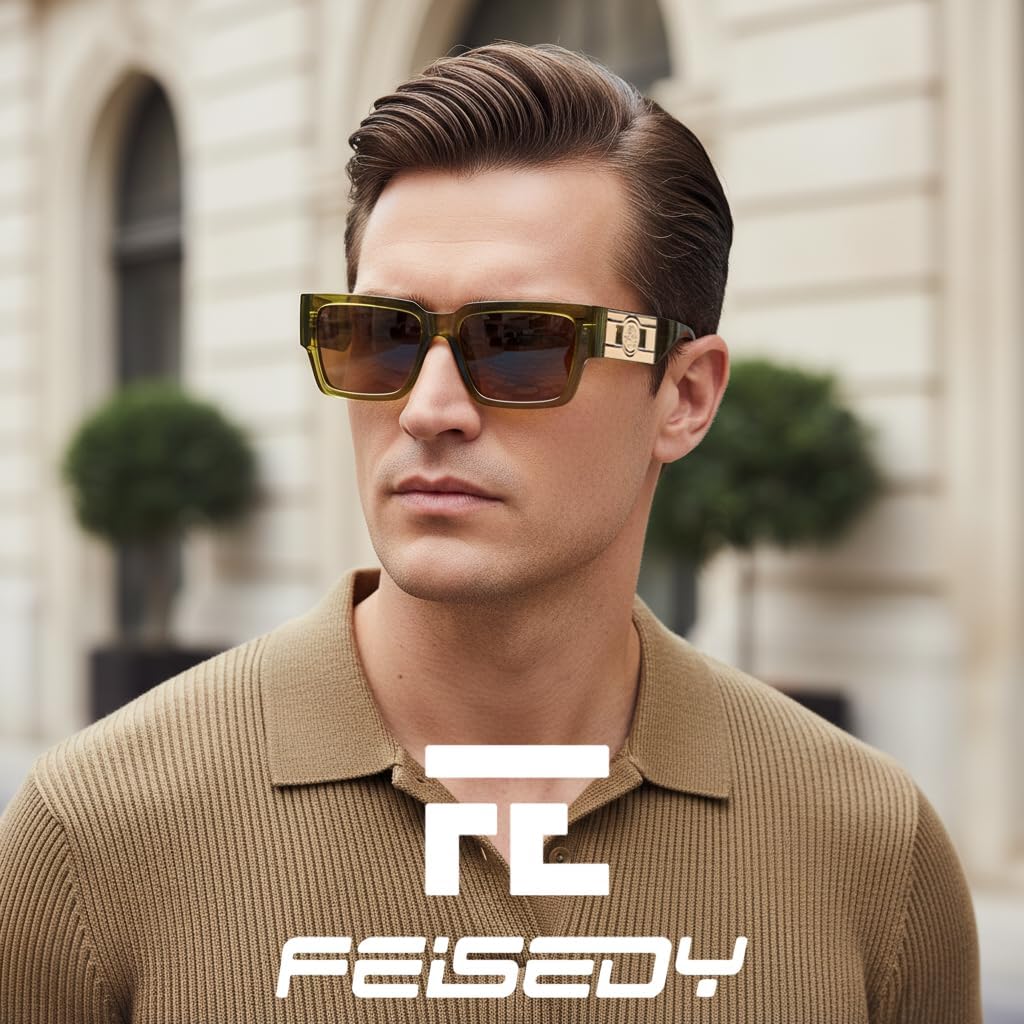 FEISEDY Retro Trendy Rectangle Polarized Sunglasses for Women Men,Classic Narrow Square Sun Glasses B0314 image 3