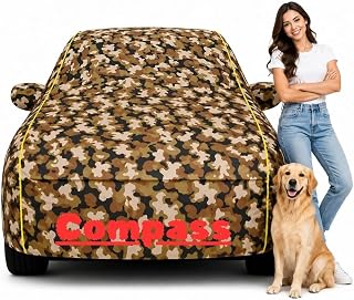 Waterproof Car Body Cover for Compass | 100% All Weather Protection | Custom Fit | Rain, Snow, UV & Dust Resistant | Mirro... Price In India