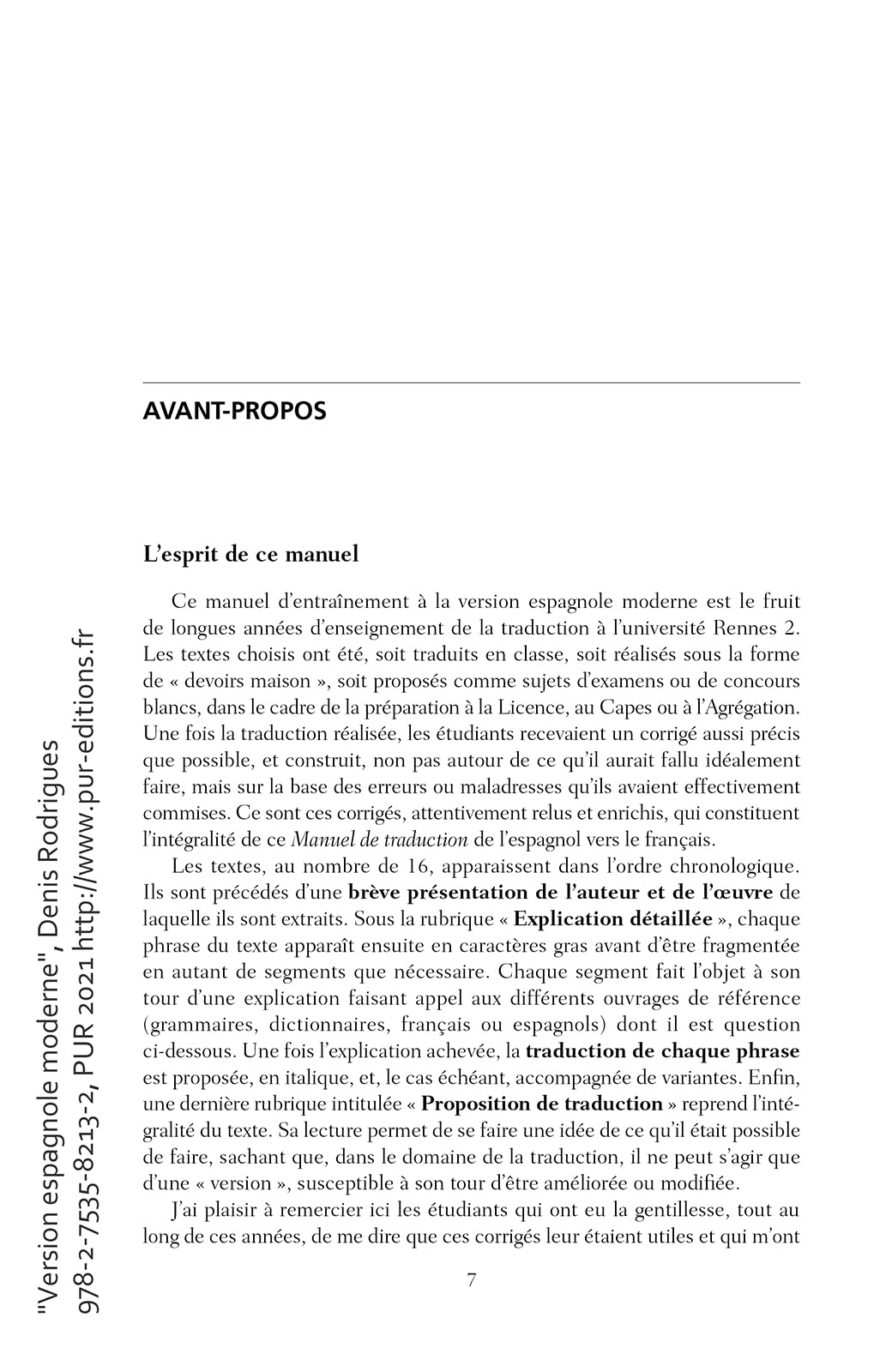 Version espagnole moderne: Manuel de traduction - II. Prépas, Licence, Capes, Agrégation.