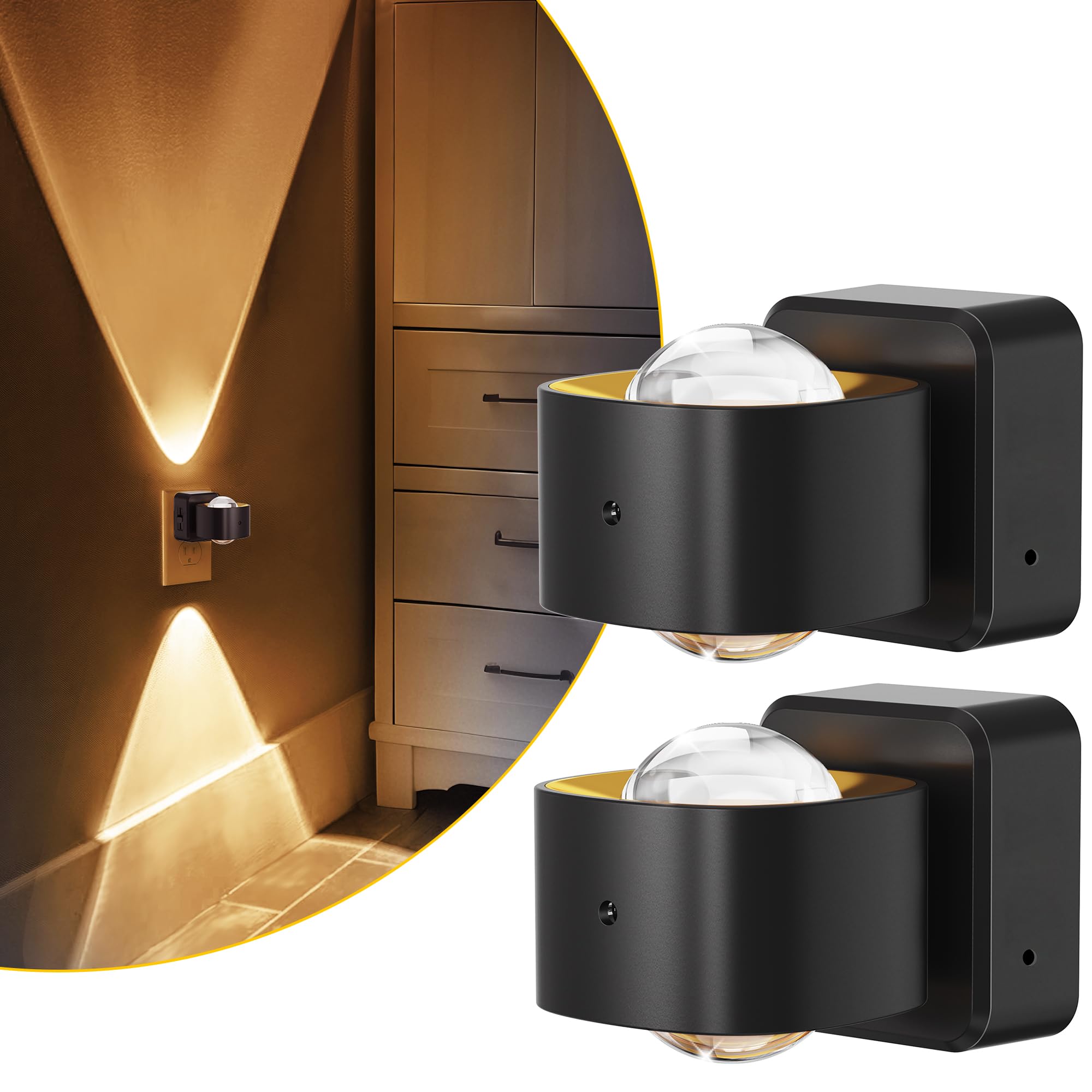 L LOHAS LED Night Light Projector Night Lights Plug into Wall Dusk to Dawn Sensor 180 Rotating Nightlight