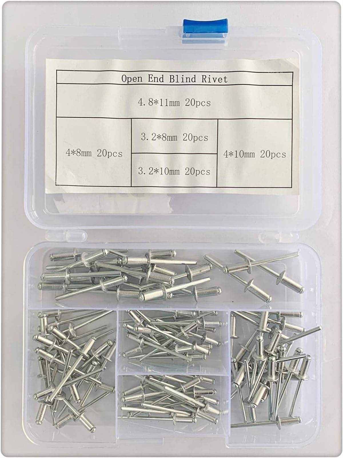 Remaches de sujeción Nutsert, tornillos, sujetadores, tornillos, tuercas, remaches, remaches ciegos de aluminio, decoración de uñas, muebles, kit de montaje de remaches especiales, 100 piezas, robusto