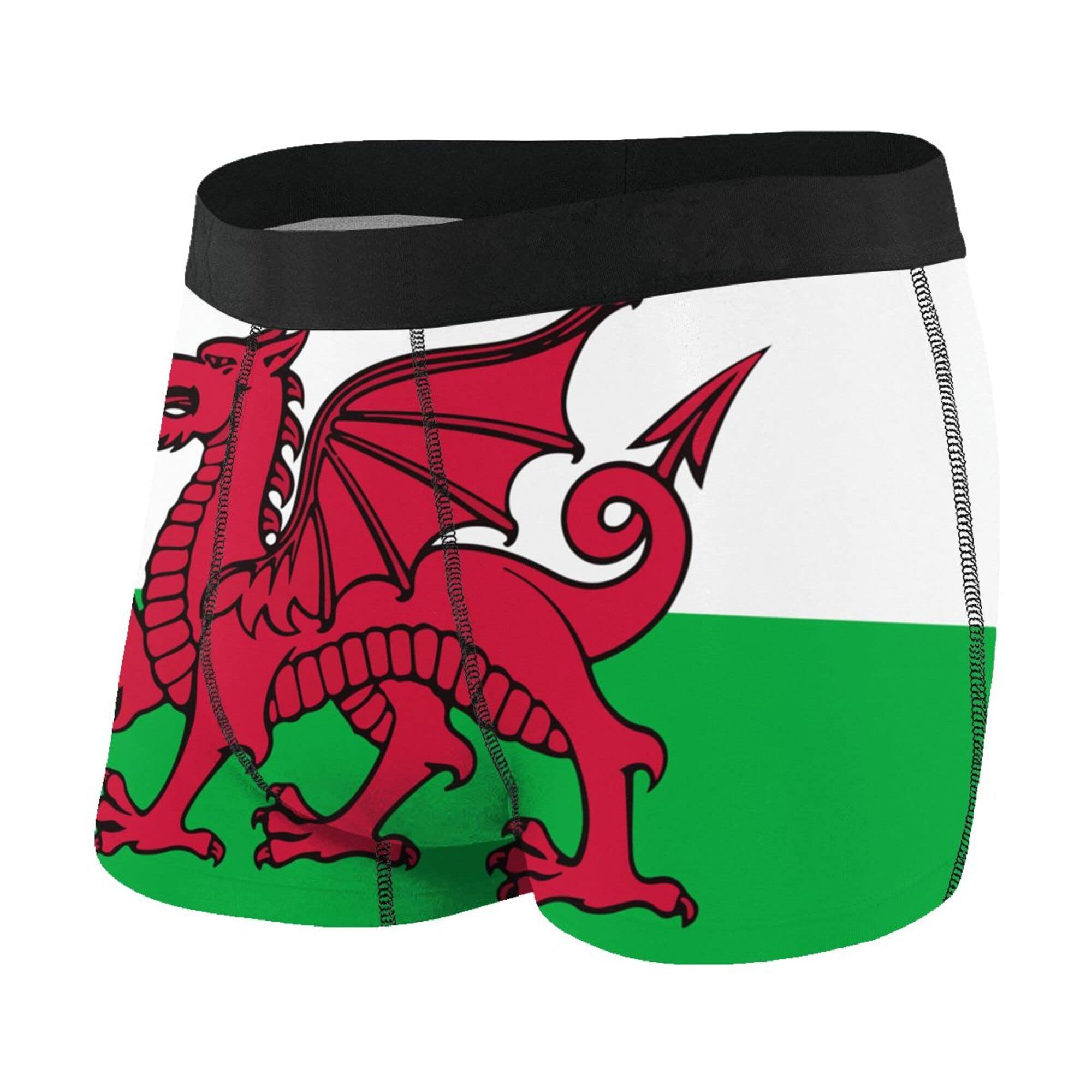 Djngn Men's As Pic Welsh-Flag Boxer Briefs Underwear Breathable Stretch Boxer Briefs Boxer Leggings