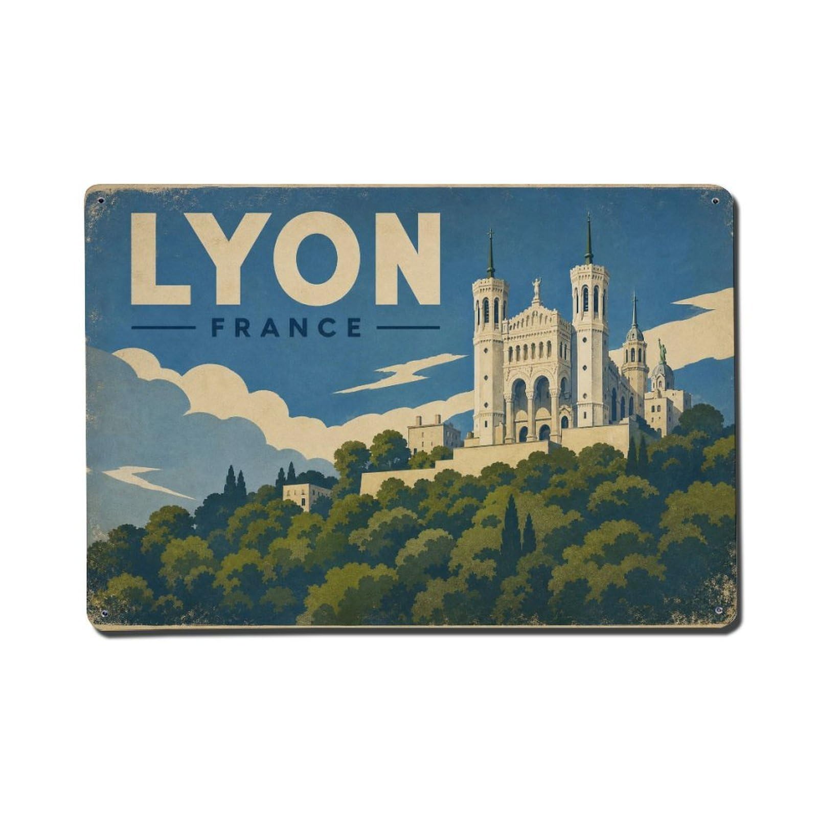 Retro Travel France Lyon Metal Tin Sign