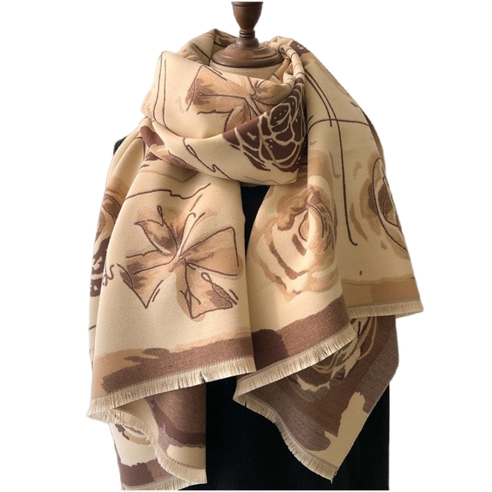 URYYRIT Sciarpa Sciarpa Invernali da Donna Floral Women Fucide Scialle in Cashmere E Avvolgi Uno Scialle di Coperta A Molla Calda Folta