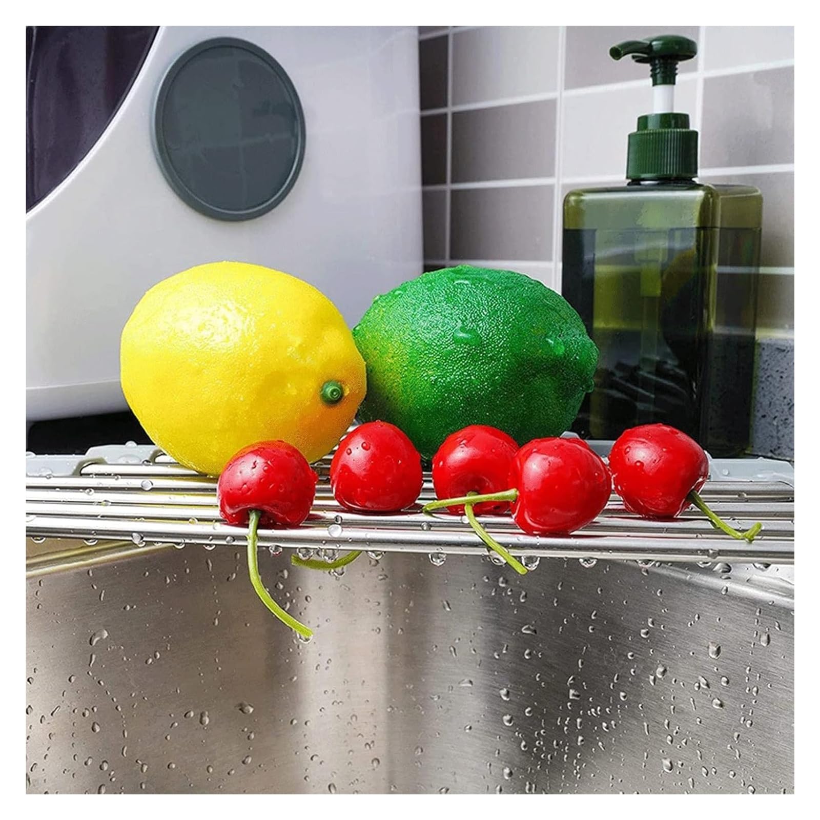 Scolapiatti Triangolo Scolapiatti Scolapiatti Lavello da Cucina Scarico Rack di stoccaggio Pieghevole Arrotolabile Spugna Straccio Mensola Porta Rubinetto Organizzatore da Cucina(Grey)