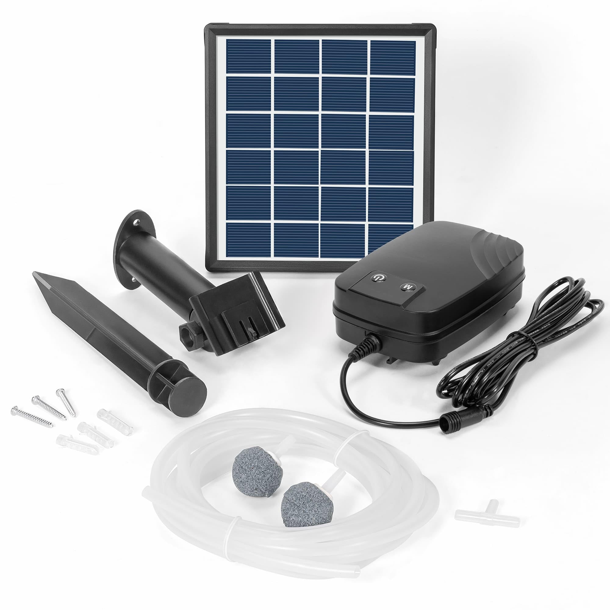 Biling Bomba de Oxígeno Solar para Estanque, 3W Acuario Bomba de Oxígeno con Akk, Bomba de Aire para Estanque de Oxígeno, Bomba de Aire Solar, 3 Modos, 2 Piedras de Aire para Estanque de Jardín