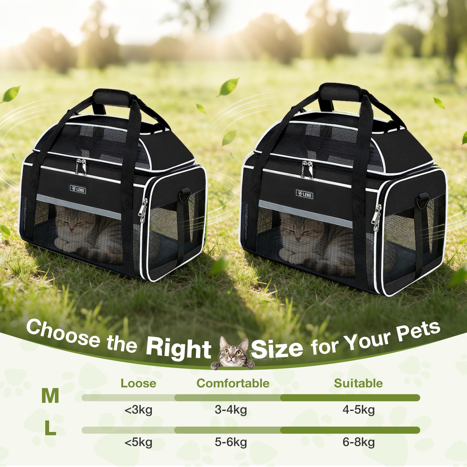 Katzentransportboxtasche Hunde Transporttasche für Hunde und Katze, Nach Oben Ausbaubar Katzentasche bis 7kg, Transportbox Katze Hund für Der Gang zum Tierarzt Auto, L, Schwarz