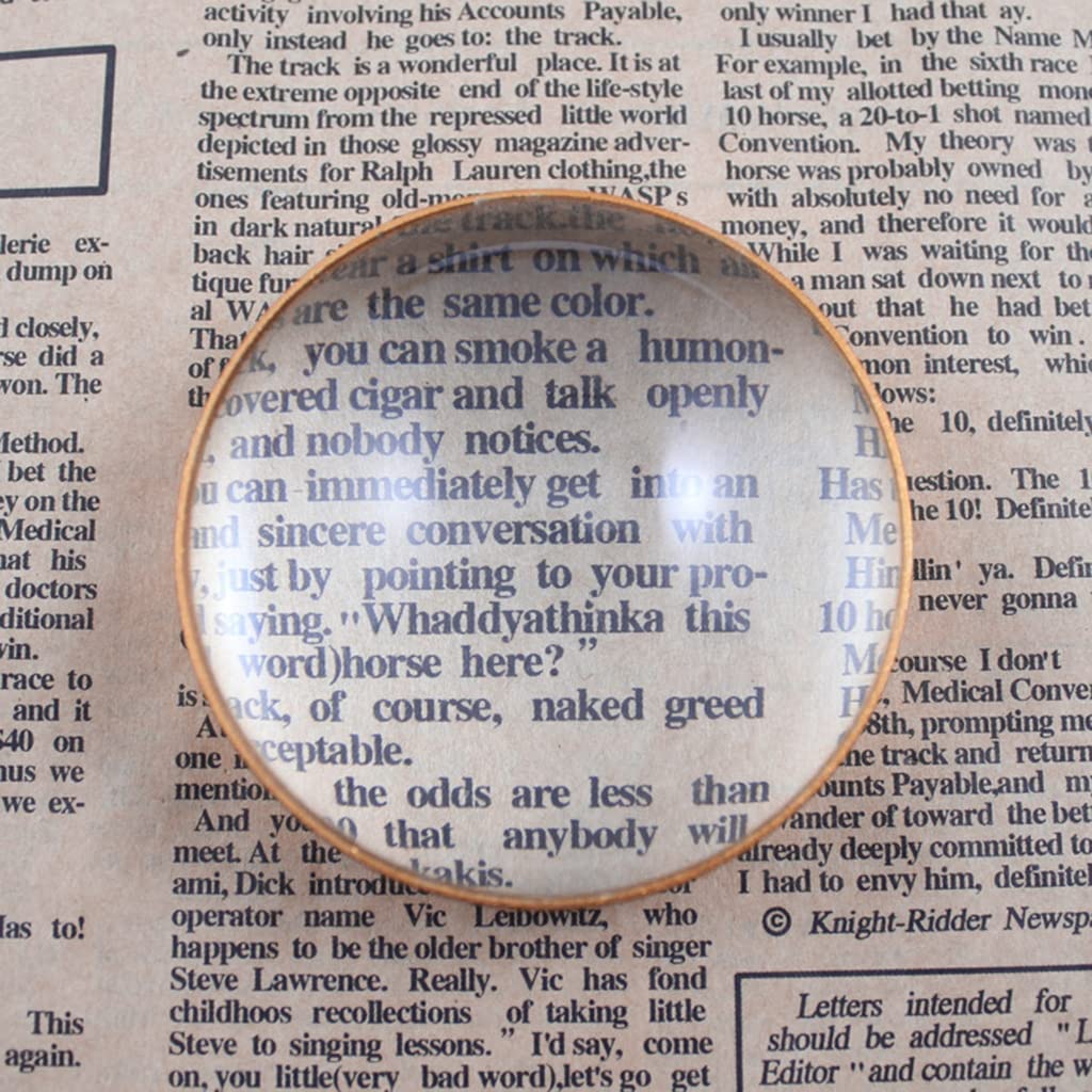 Pocket Magnifier- 6X Table Reading Magnifier- Metal 60mm Optical Glass Arc-shape for Elderly Portable