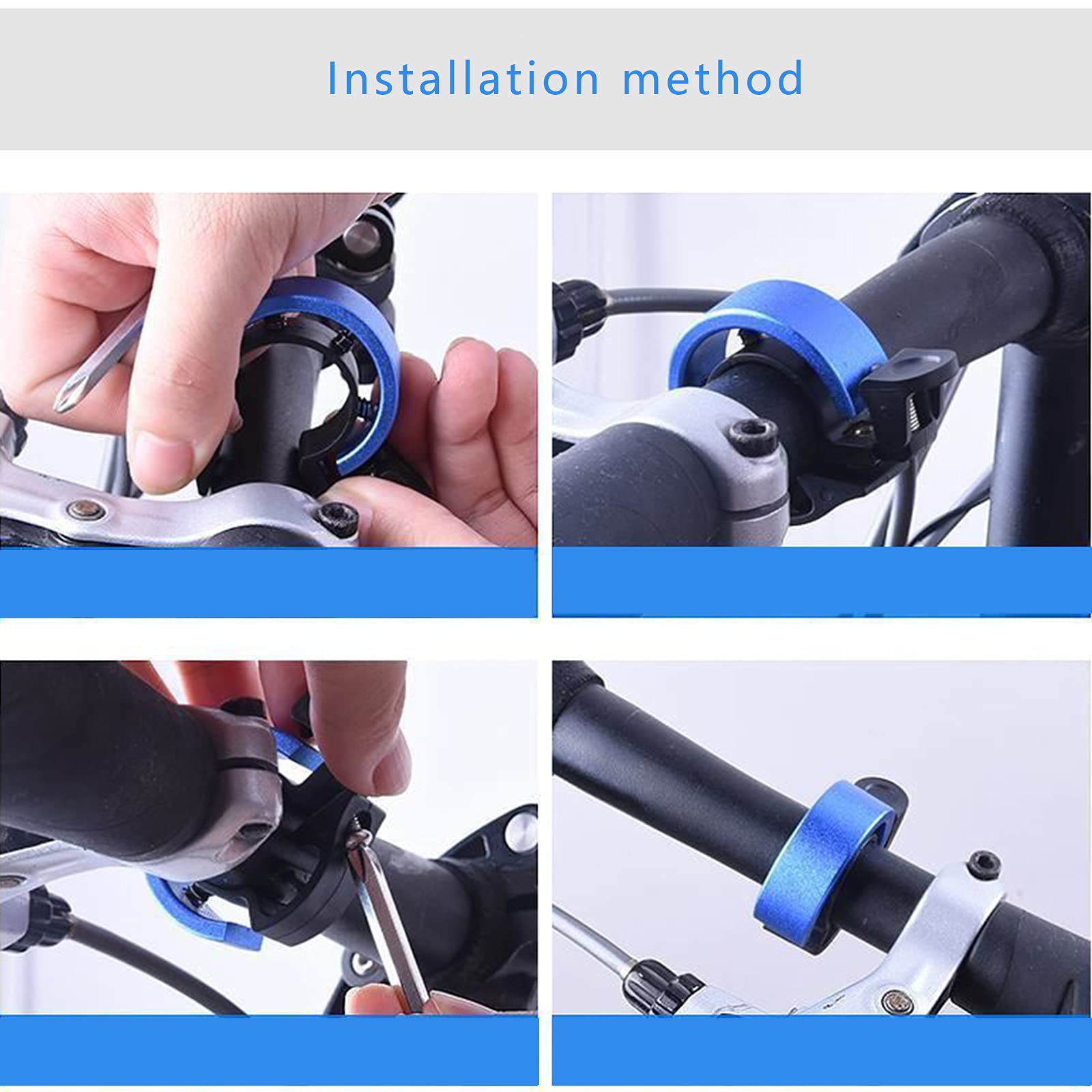 Lot de 2 sonnettes de vélo pour adultes et enfants, sonnettes de vélo innovantes en aluminium de type Q compatibles avec guidon de vélo de 22,2 à 22,8 mm pour vélo électrique