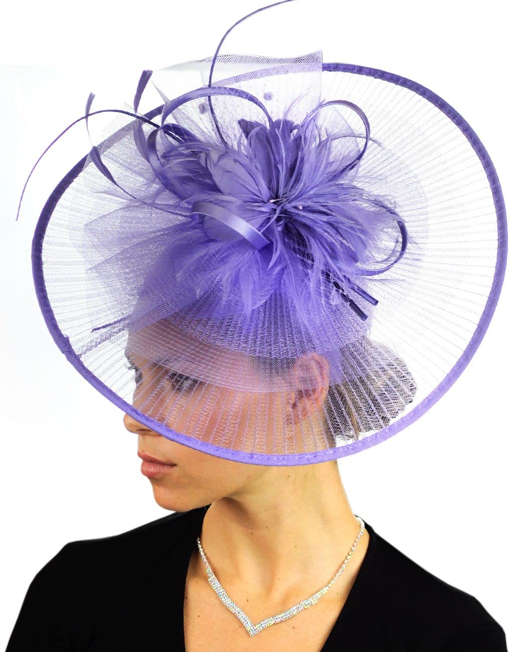 C.C Cocktail Fashion Sinamay Fascinator Hat Feather & Flower Design