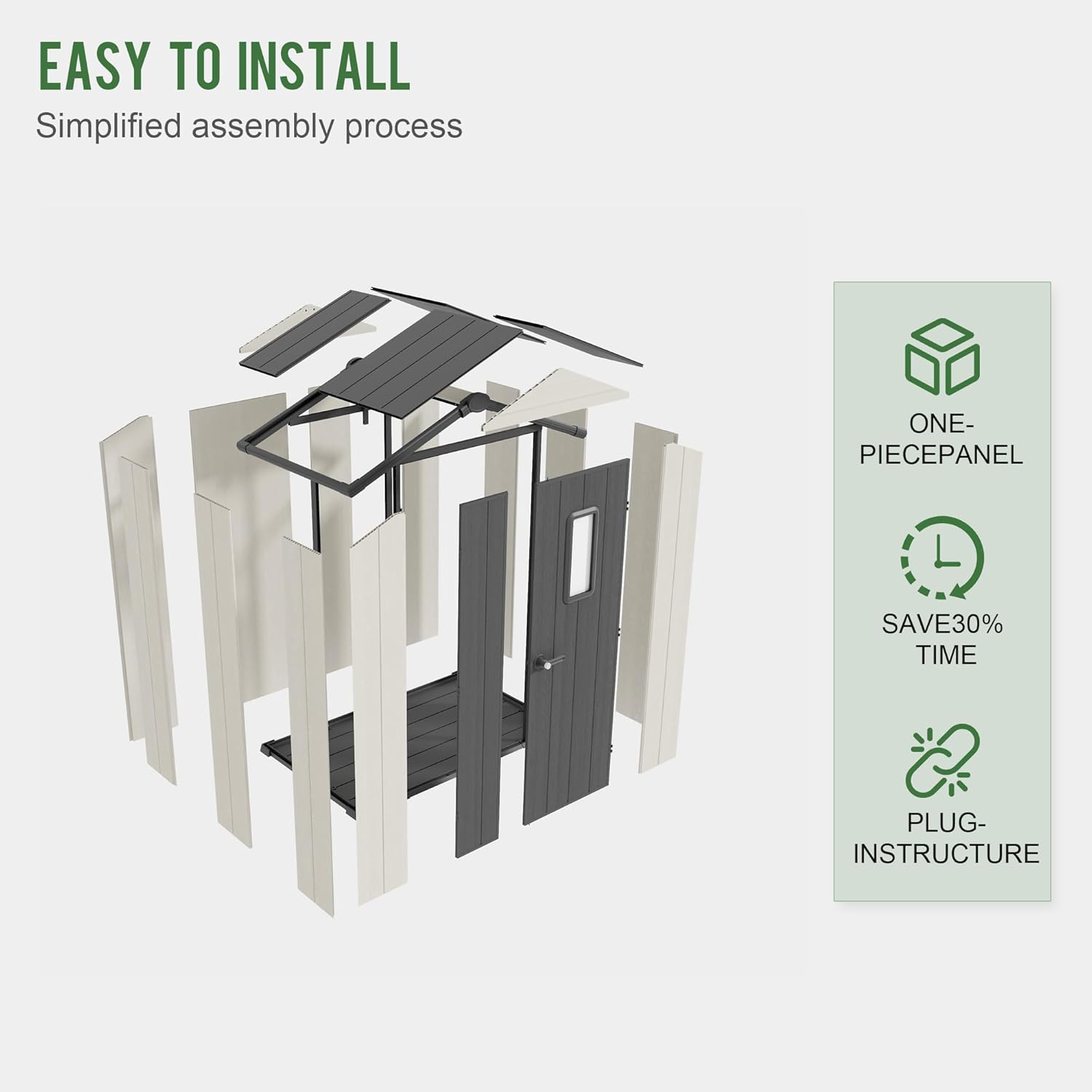 5' x 3' Outdoor Resin Storage Shed with Floor,Galvanized Metal Waterproof Garden Shed with Lockable Door, Plastic Tool, Bike Storage for Patio Furniture, Lawn Mower