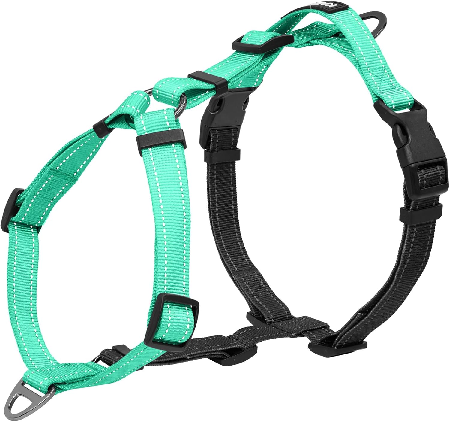 Dog Harness,Adjustable No Pull Dog Harness,Y-Shaped Design,Buckle-Neck Balance Harness with Reflective, Ideal for Dog Training Hiking, Easy Walk Harness,Durable High-Tensile Nylon Aqua Green-M