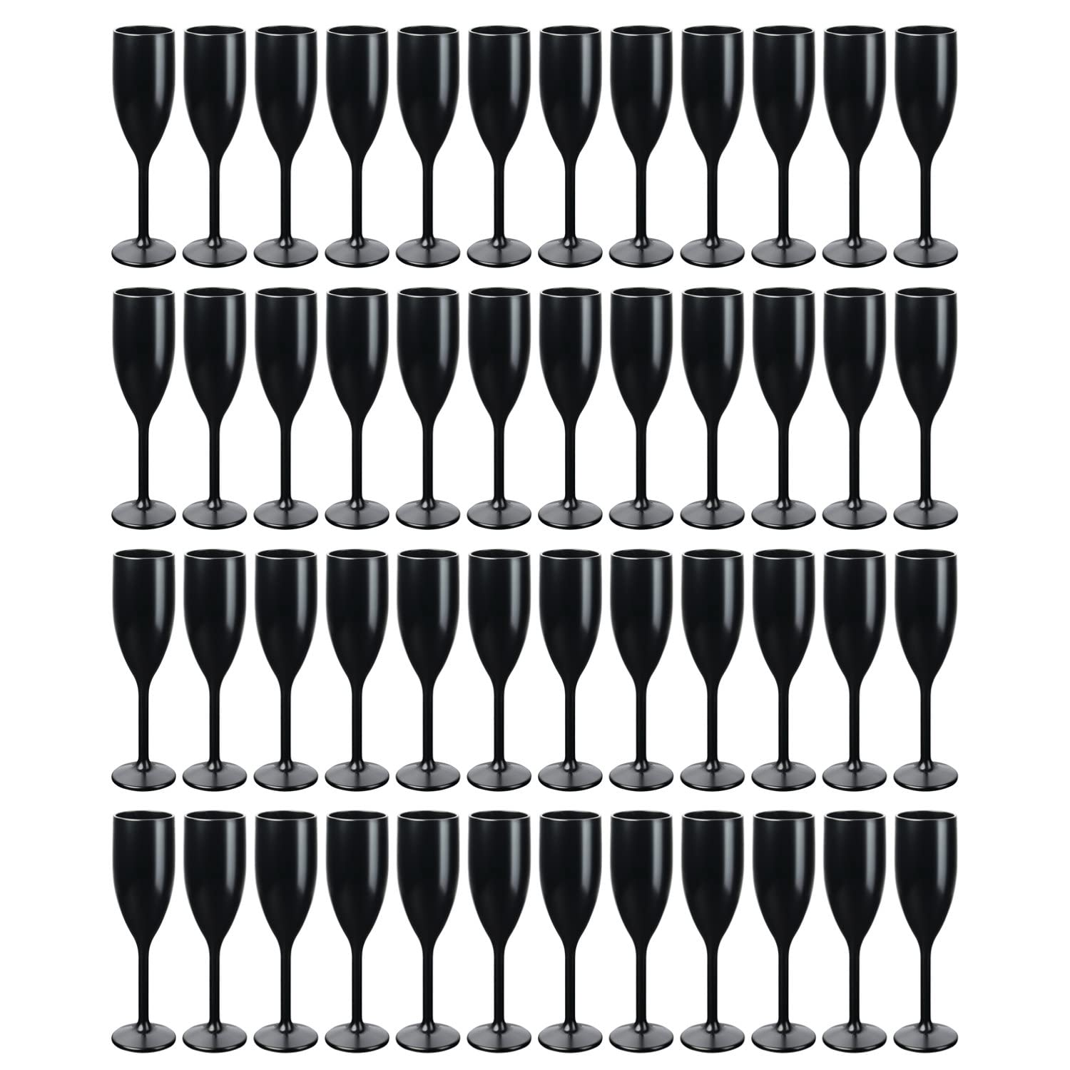 Schramm® Mehrweg Sektgläser in schwarz wählbar 6, 12, 24 oder 48 Stück 150 ml Champagner Glas Sektflöten Sektkelch Stielglas Champagner Gläser Fassungsvermögen, Größe:48 Stück