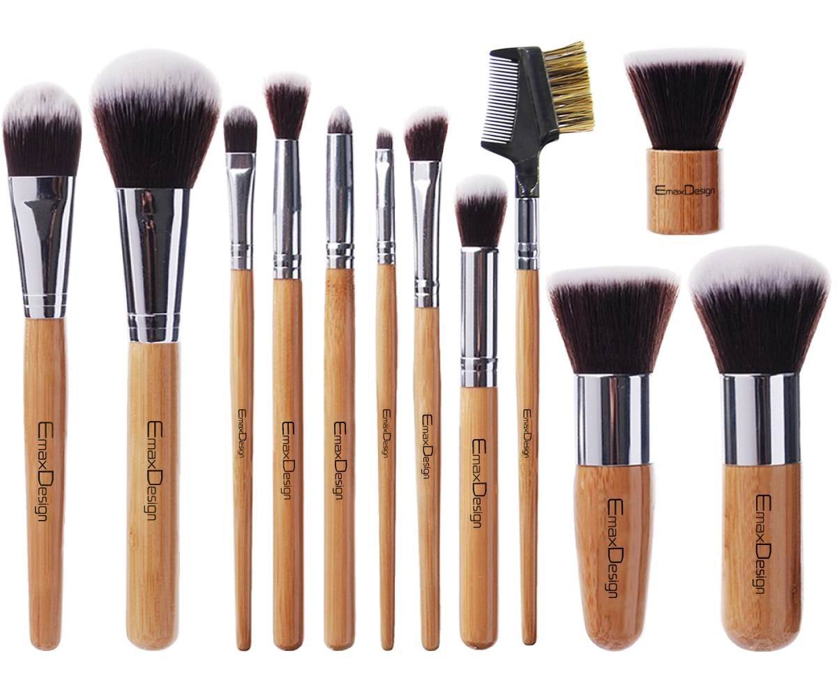 EmaxDesign DragonPad 11 Pcs Makeup Brush Set Kabuki Powder Foundation Blusher Cosmetic Bamboo Handle