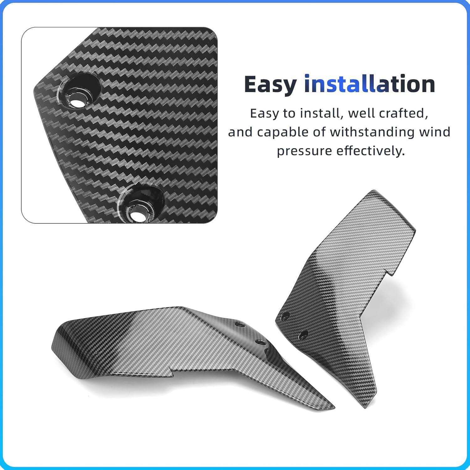 Motorcycle Accessories Spoiler Winglets Fixed Wing Wind Deflectors Kit Compatible with Kawasaki Ninja H2 H2R 2015-2020 2021 2022 2023 (Carbon Fiber Color)