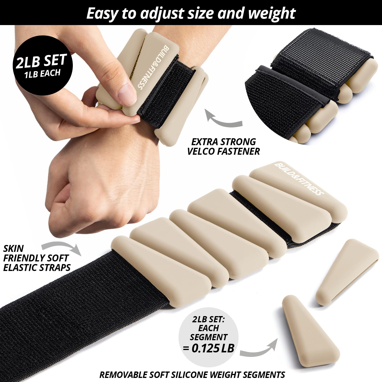Poids réglables pour poignets et chevilles pour hommes et femmes, lot de 2 (1 lb et 2 lb chacune / 1 kg et 2 kg au total) Course à pied, jogging, yoga, pilates, aérobic, musculation