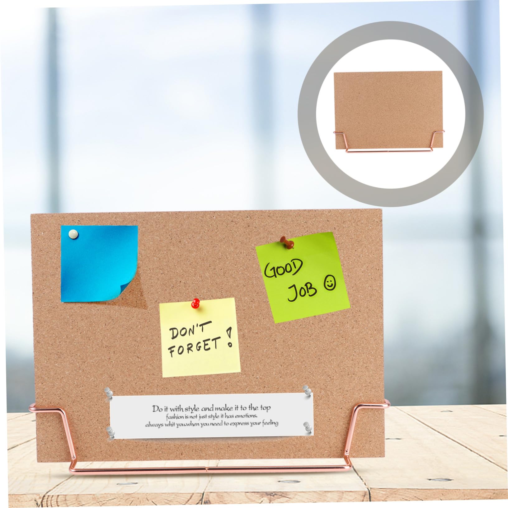 Memo Board Tablica Korkowa z Drewnianą Ramą i Różowo-złotą Podstawą Tablica Ogłoszeń Do Domu i Biura Łatwa Montażu i Użytkowaniu Uniwersalna Do Spotkań i Nauki