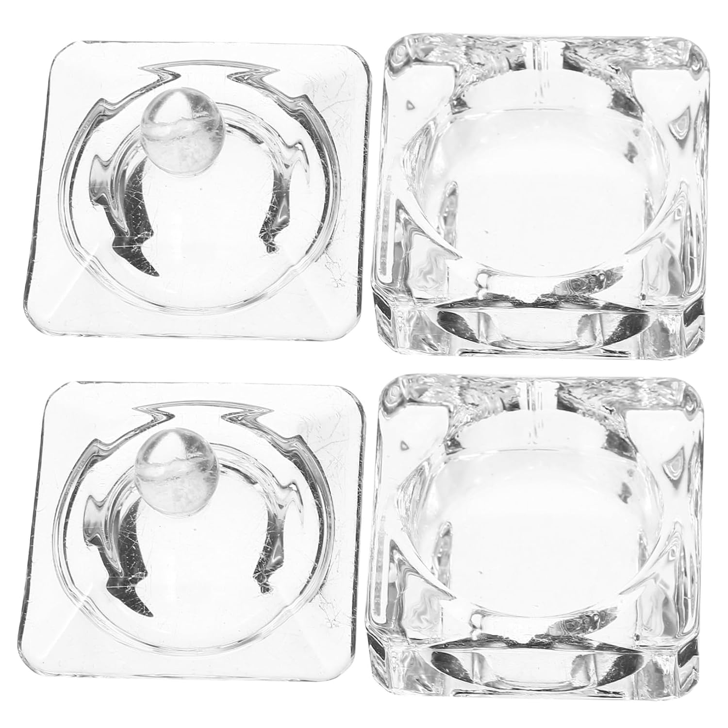 2pcs Glass Nail Art Cup Lid Professional Manicure Accessory for Liquid Mixing and Powder Storage Creative Nail Dish for Home Salon Use