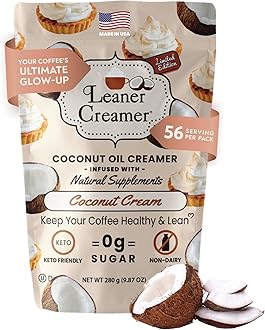 Leaner Creamer Coconut Creamer with Superfood Ingredients – Non-Dairy, Sugar-Free, Keto, Gluten-Free Powdered Coffee Creamer – Coconut Cream – 280g