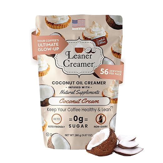 Leaner Creamer Coconut Creamer with Superfood Ingredients – Non-Dairy, Sugar-Free, Keto, Gluten-Free Powdered Coffee Creamer – Coconut Cream – 280g