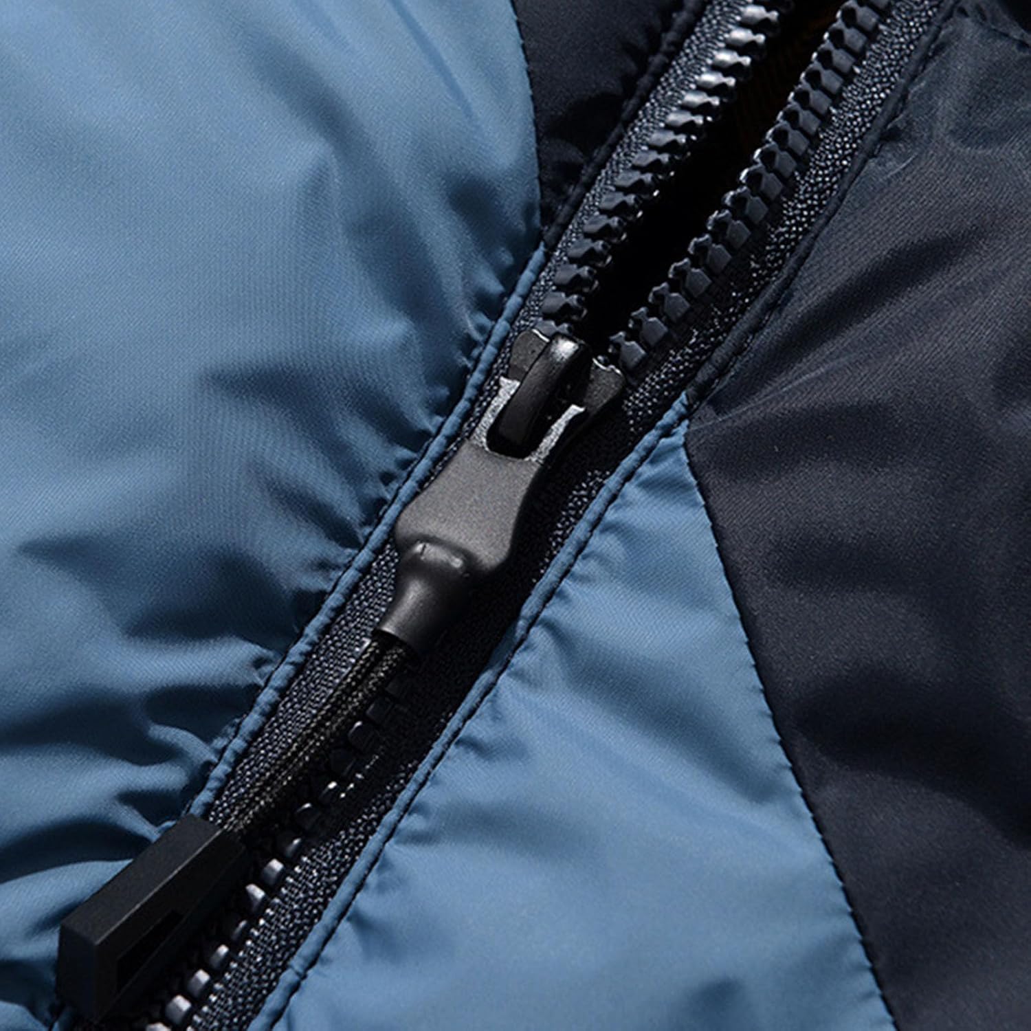 Dademeo Men's Colorblock Puffer Jacket Slim Fit Hooded Winter Coat with Full-Zip Pockets Warm Casual Quilted Jacket