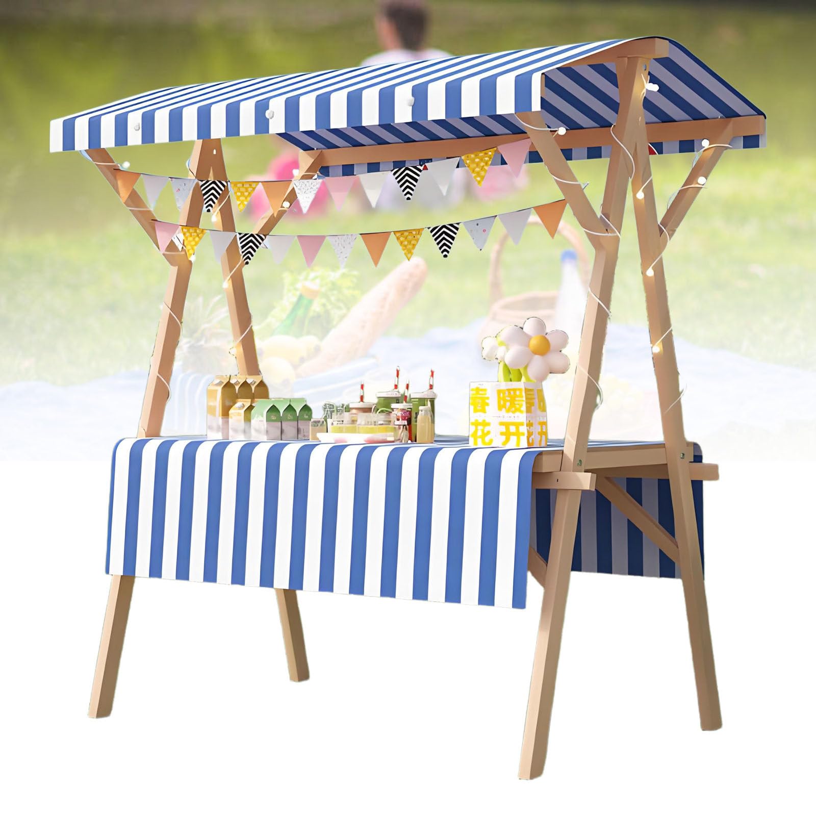 Présentoir de marché pliable en bois à montage facile pour exposant