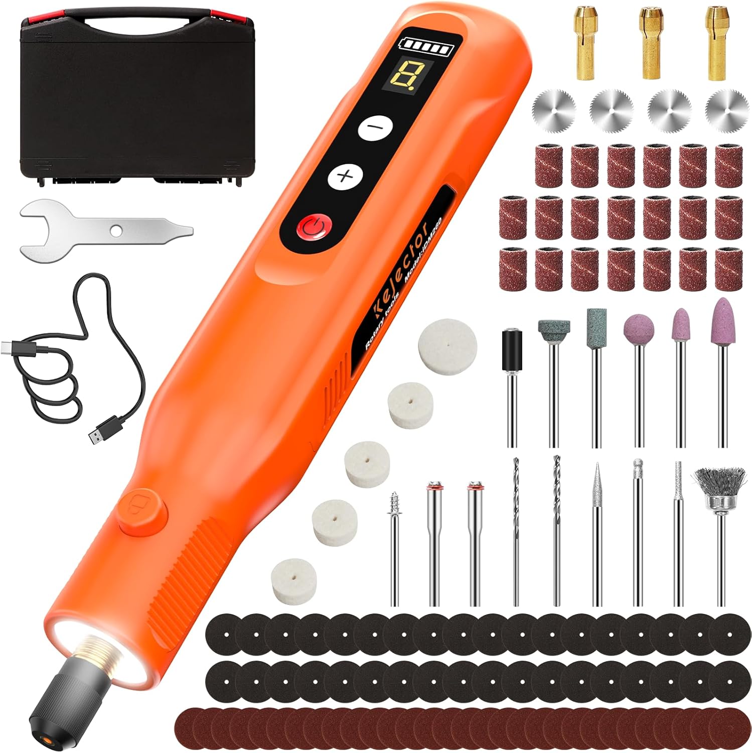 Mini Cordless Rotary Tool with 113 Accessories,Engraving Pen LED Screen & Ring Light 5000mAh Power Rotary Tool Kit 5-Speed for Engraving Sanding, Polishing, Carving, Cutting, DIY Crafts,