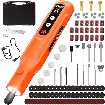 Mini Cordless Rotary Tool with 113 Accessories,Engraving Pen LED Screen & Ring Light 5000mAh Power Rotary Tool Kit 5-Speed for Engraving Sanding, Polishing, Carving, Cutting, DIY Crafts,