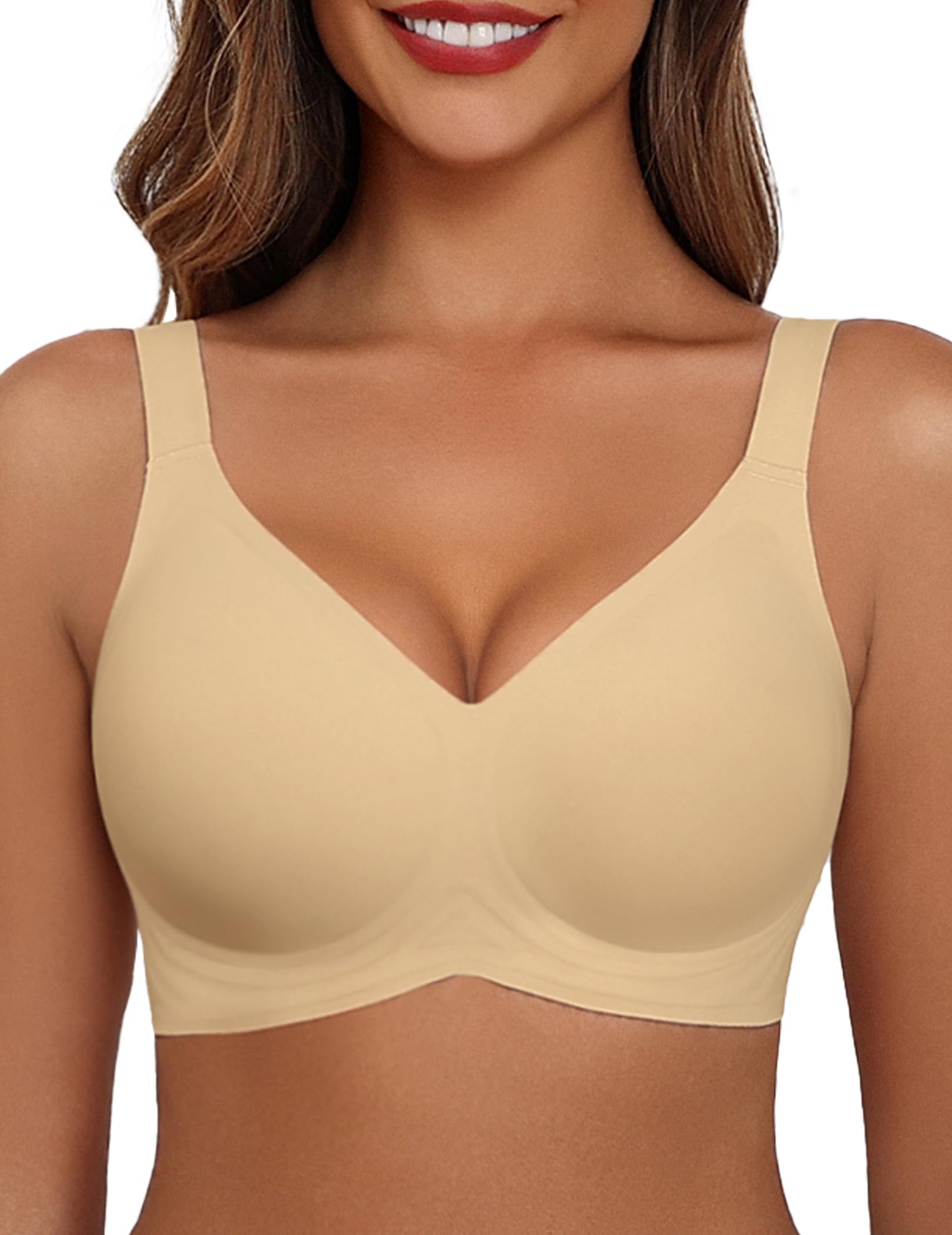 Avidlove Bras for Women smooth Bra Full Coverage T Shirt Bralettes V Neck Wireless Bra Comfortable Brassiere