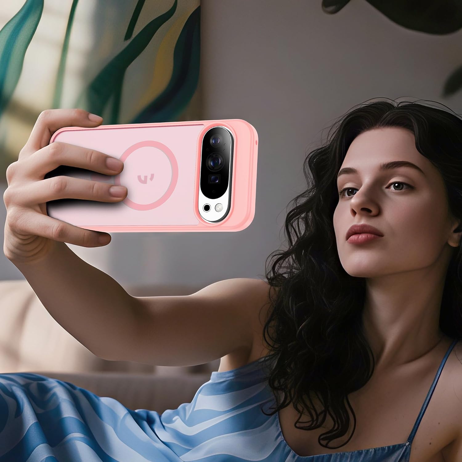 Compatible with Google Pixel 10 Case & Google Pixel 10 Pro Case with Magnetic [Compatible with Mag-Safe] Translucent Matte Phone Cases with Anti-Fingerprint Tech, Pink