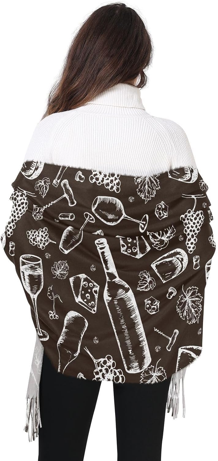FFYHO Large Soft Scarfs for Women,Black and White Wine
