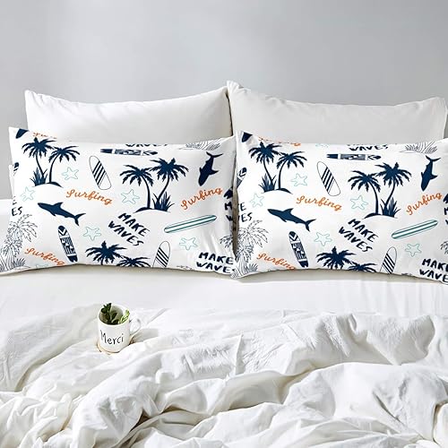 Miniatura 2 de Feelyou Juego de funda de edredón de palmera, tabla de surf, surf, deportes, funda de edredón para niños y niños, funda de edredón de microfibra