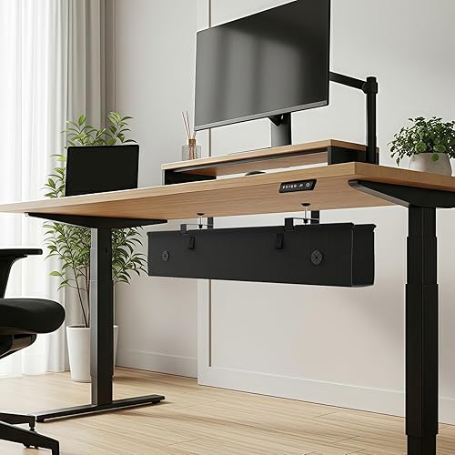 Miniatura 2 de Bandeja de organización de cables para debajo del escritorio, organizador de cables sin taladros de 30 pulgadas con base reforzada antidesgarro,