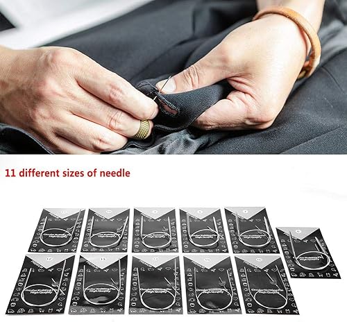 Miniatura 3 de 11 Uds. 436531.5 in de varios tamaños de acero inoxidable Circular Aguja de tejer artesanías para suéter de tejer agujas de tejer artesanías (25.6