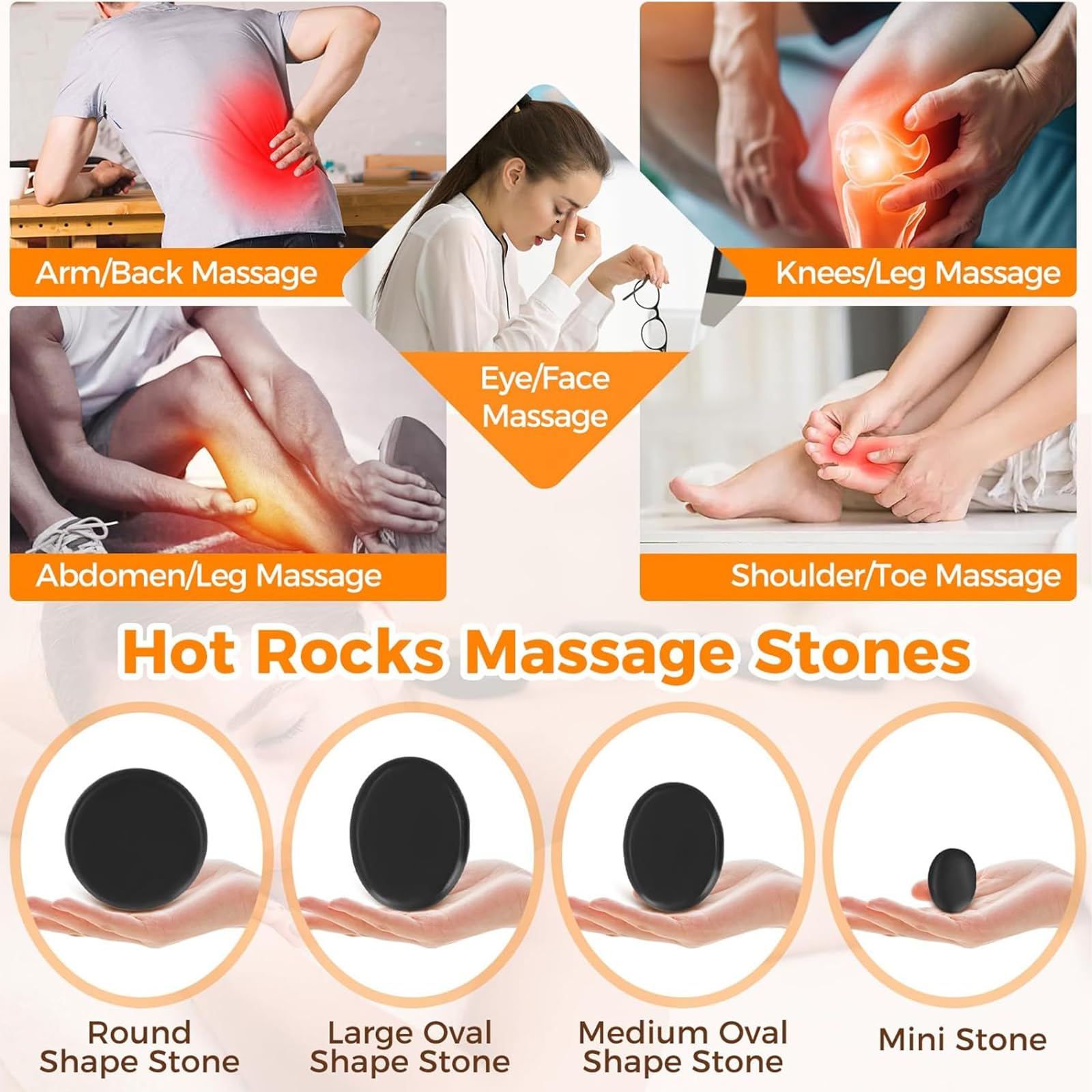 Zestaw Do Masażu Gorącymi Kamieniami, 9 Sztuk Przenośnych Gorących Kamieni Z Podgrzewaczem, Zestaw Podgrzewaczy Do Naturalnych Bazaltów Do Masażu Hot Rocks, Do Użytku Domowego