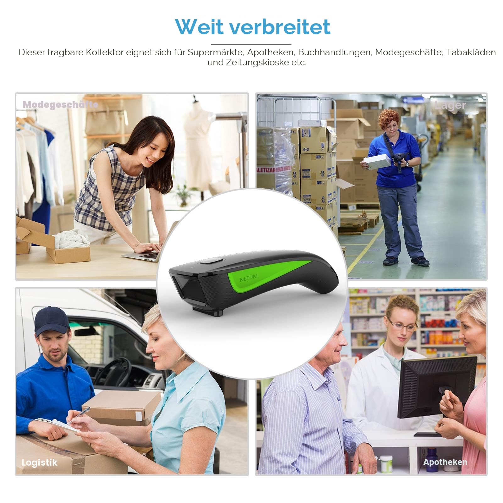 NETUM C740 kabellos Bluetooth Barcode-Scanner 1D USB Taschenscanner für Inventar Tablet iPhone iPad Android iOS PC POS