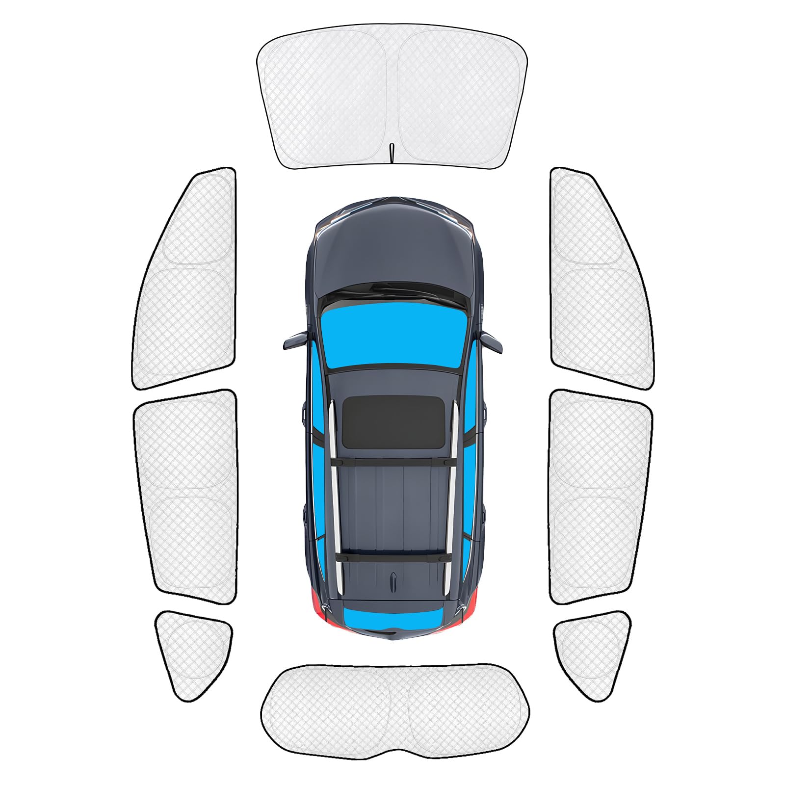 KMF 8pcs Thicken Sun Shades for Toyota RAV4 2013-2018 Accessories, Full Car Window Covers Sunshade for Windshield Side Rear, UV Block and Blackout Privacy for Car Camping Outdoor