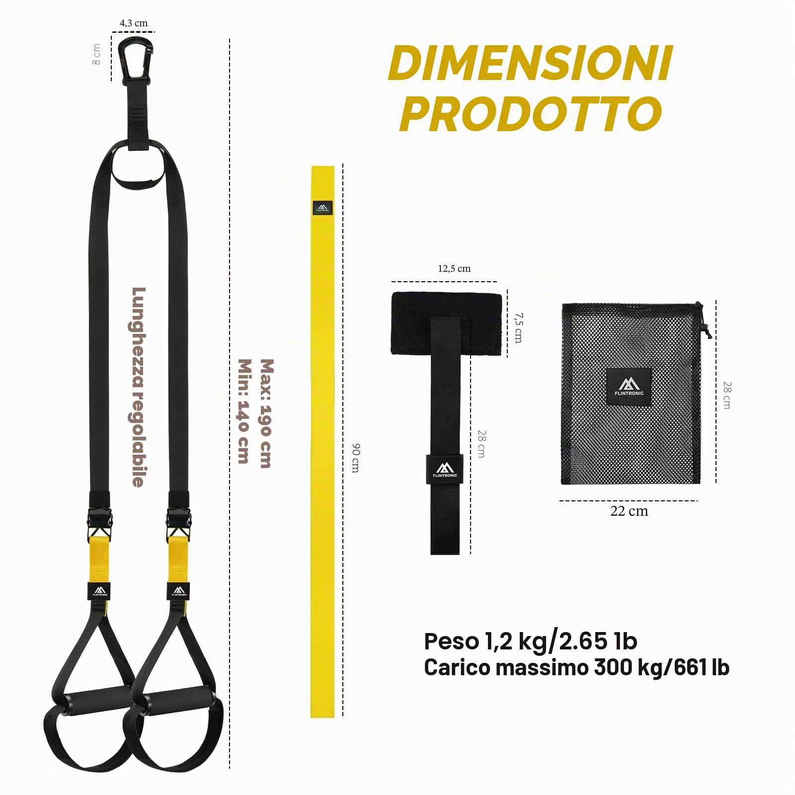 Flintronic Allenamento Sospensione Sling Trainer Set, Kit per Allenamento a Sospensione, Trx Fitness Da Casa, Sistema di Allenamento in Sospensione, Allenamento Sospensione per Palestra in Casa