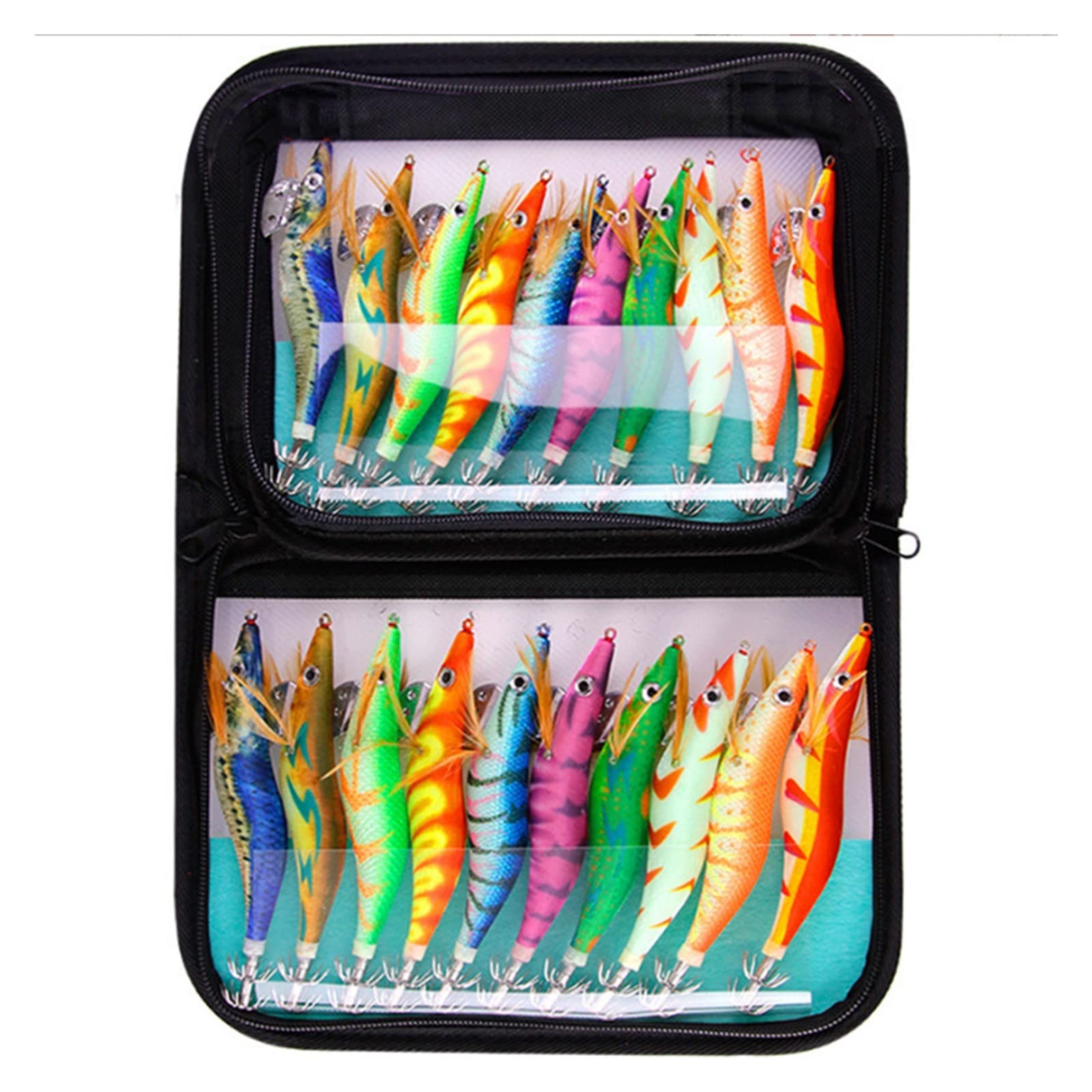 XILILHC 10 Pezzi/Borsa 3# 3.5# Squid jig Pesca gamberetti in Legno Esca Calamari seppie jig egi Bait Gamberi Luminosi in Legno Fluorescente