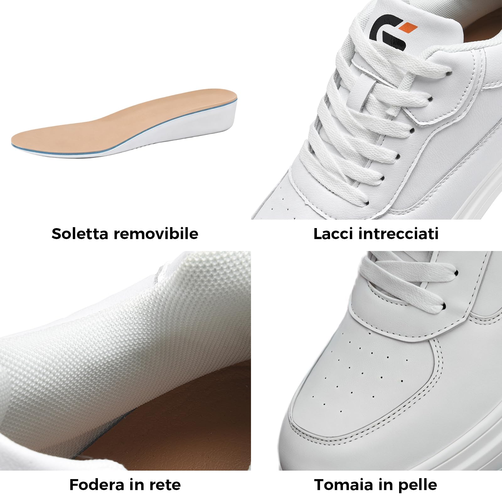 Scarpe Elevate da Uomo Invisibili Scarpe Ginnastica Sportive 6/8/10CM Regolabili Traspiranti Antiscivolo Ultra Leggere Multiuso 40-45EU