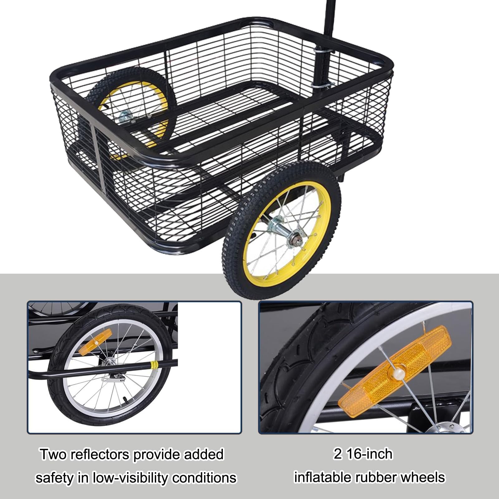 Remolque de carga de bicicleta resistente con enganche universal, ideal para transporte de mascotas, compras y picnics