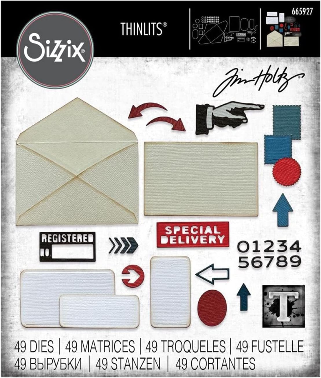 Thinlits Die Set 48PK Postale by Tim Holtz | 665927 | Chapter 3 2022, Multicolor, One Size