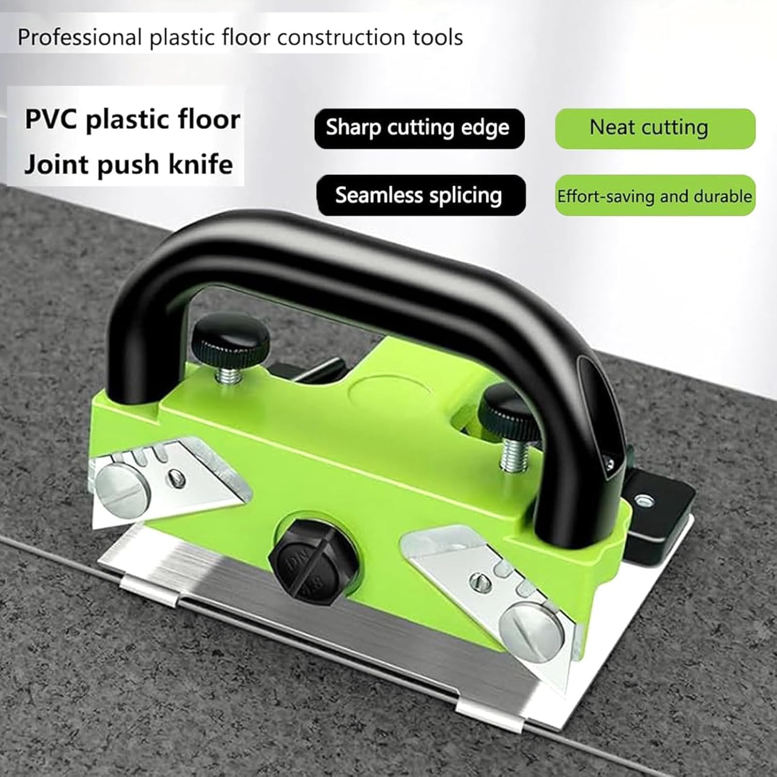 Cortador De Suelo Vinilo, Herramienta De Ranurado PVC Con Profundidad Y Ancho Ajustables Con 10 Cuchillas De Repuesto, Cuchillo Manual Para Goma Y Linóleo, DIY Y Profesional