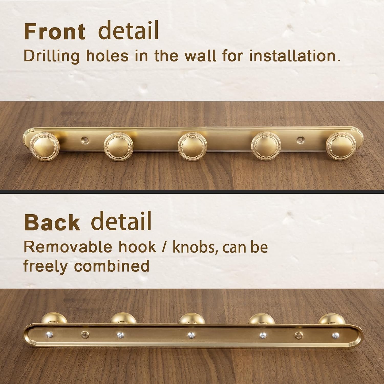 Goo-Ki 1 Pack Champagne Bronze Coat Rack Wall Mount Heavy Duty, Towel Rack Zinc Alloy Coat Hooks Wall Mounted for Hanging Bag Hat Clothes