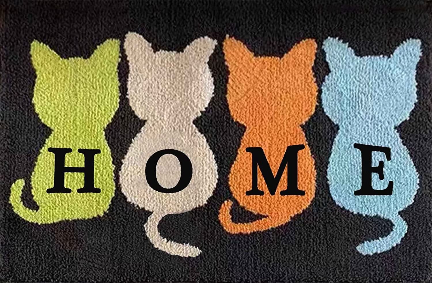 ROCKY&CHAO Cats Latch Hook Rug Kits 60x40CM, Home is Where The Cats are